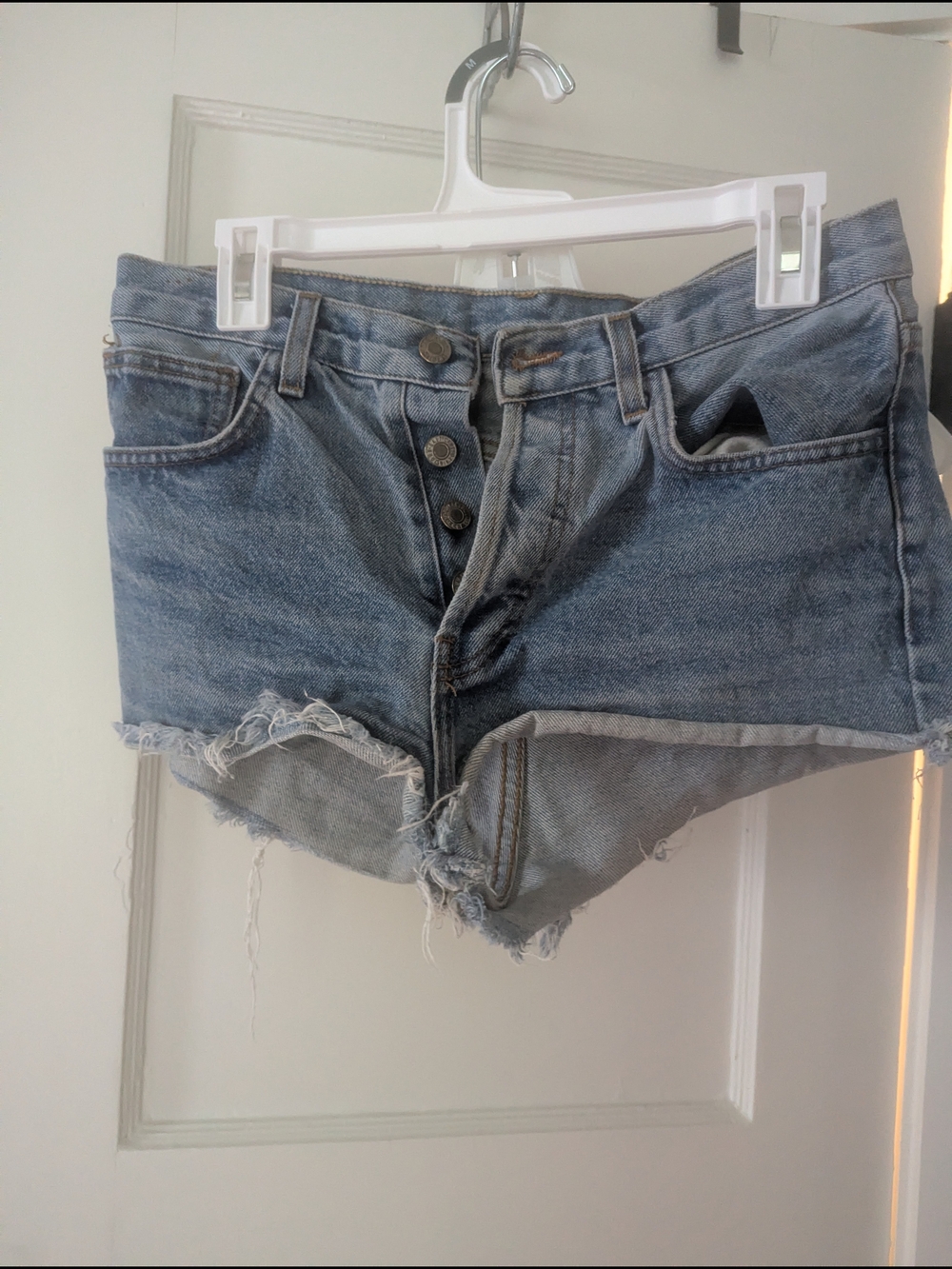 High-Rise Distressed Women's Jean Shorts, 31 Inch Waist